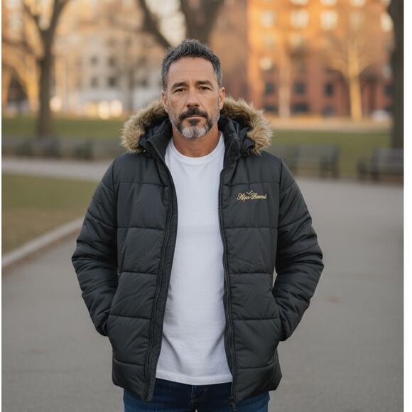 Apple Bottoms Men’s Fur Trim Double Layer Puffer Coat Size 1X Tall Streetwear - Picture 3 of 16